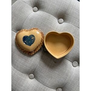 Pfaltzgraff Americana Heart Trinket Dish Set Rustic Stoneware Decor